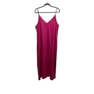 NEW Old Navy Womens Maxi Satin Slip Dress Smocked‎ Slit Sexy Glam Raspberry XL